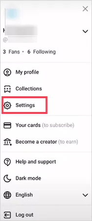 Go for the Settings option from the menu list
