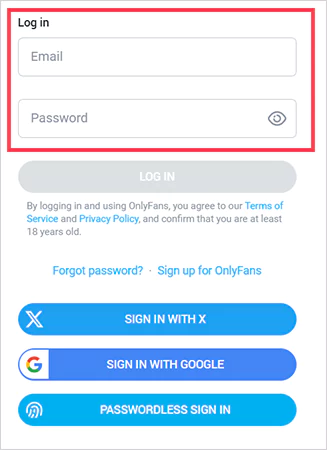 Log in to your OnlyFans accounts