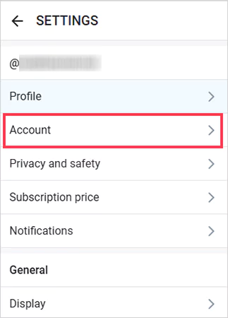 Navigate to the Account option