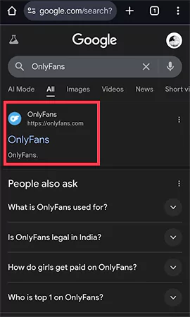 Open any web browser and visit the official website of OnlyFanss