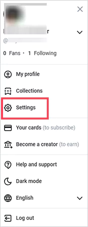 Select the Settings option from the menu list