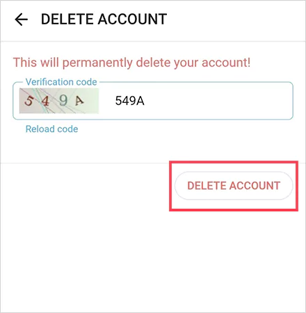 Tap on DELETE ACCOUNTs