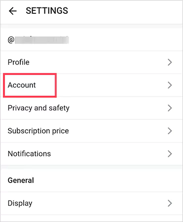 Tap on the Account option