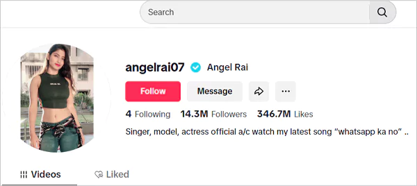 Angel Rai TikTok account