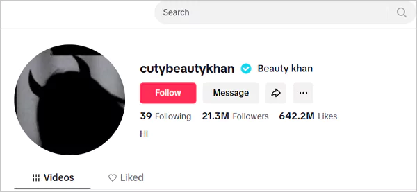 Beauty Khan TikTok account