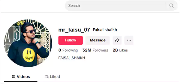 Faisal Shaikh TikTok account