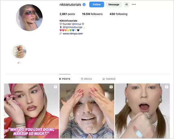 Instagram profile of Nikkie Tutorials