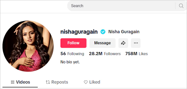 Nisha Guragain TikTok account