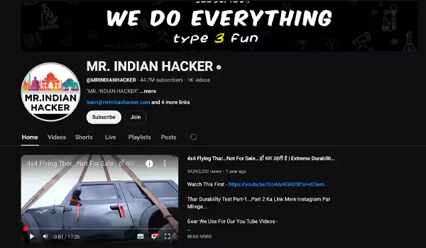 Mr Indian Hacker YouTube Channel