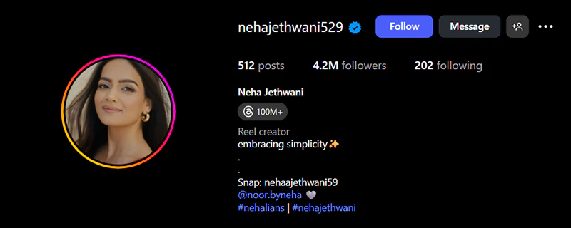 Neha Jethwani Instagram