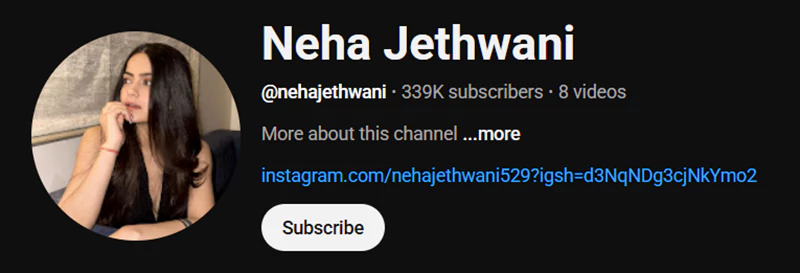 Neha Jethwani YouTube