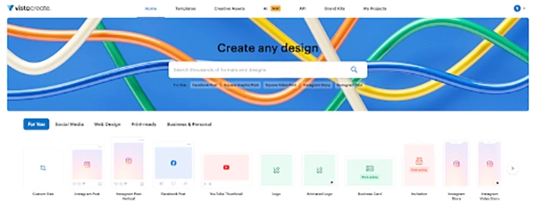 The user interface of VistaCreate